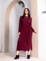 Women's Elegant Wool Dress burgundy - Image 6
