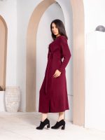 Women's Elegant Wool Dress burgundy - Image 8