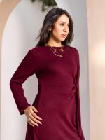 Women's Elegant Wool Dress burgundy