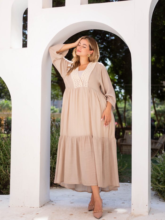 Women’s Boho Linen Summer Dress beige - Image 7