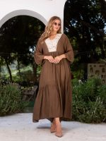Women’s Boho Linen Summer Dress brown