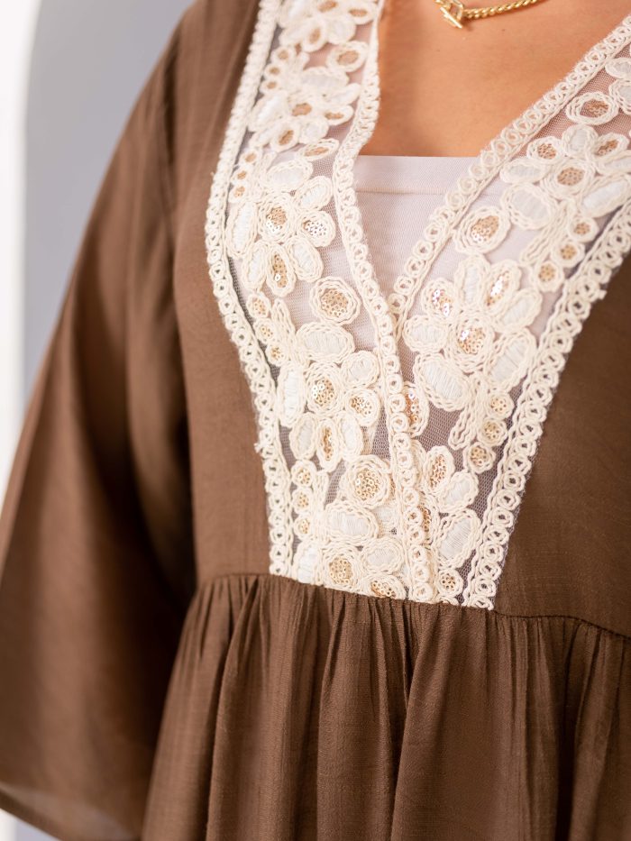 Women’s Boho Linen Summer Dress brown - Image 8