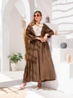 Women’s Boho Linen Summer Dress brown - Image 10
