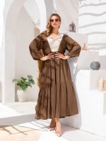 Women’s Boho Linen Summer Dress brown - Image 11