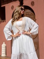 Women’s Boho Linen Summer Dress white - Image 8
