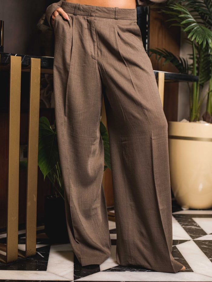 100% Natural Linen Wrap Set – moka brown - Image 5