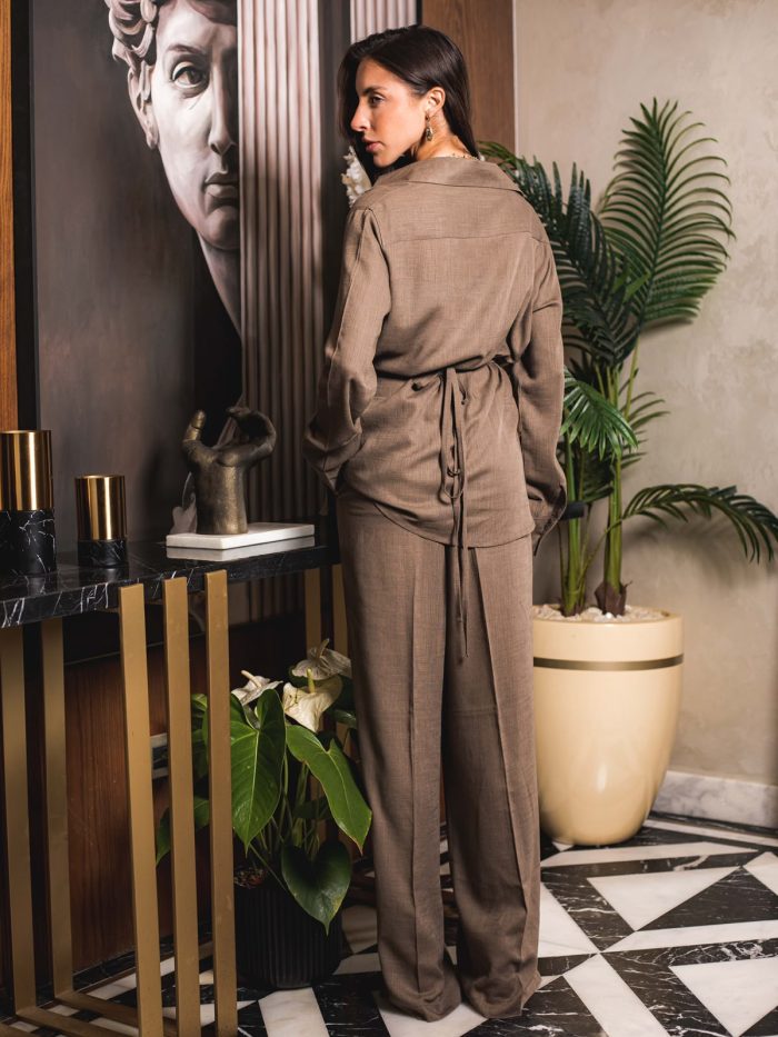 100% Natural Linen Wrap Set – moka brown - Image 7