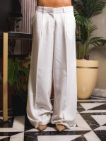 100% Pure Linen Wide-Leg Pants – White