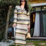 Wave Print Cotton Maxi Dress