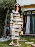 Wave Print Cotton Maxi Dress