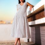 White Polka Dot Linen Dress