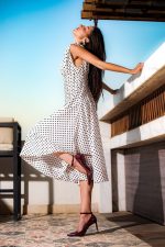 White Polka Dot Linen Dress - Image 2