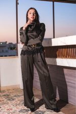 Elegant Olive Cotton Satin Set - Image 3