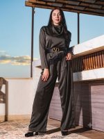 Elegant Olive Cotton Satin Set