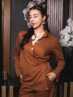 Natural Linen Wrap Set – camel brown - Image 3